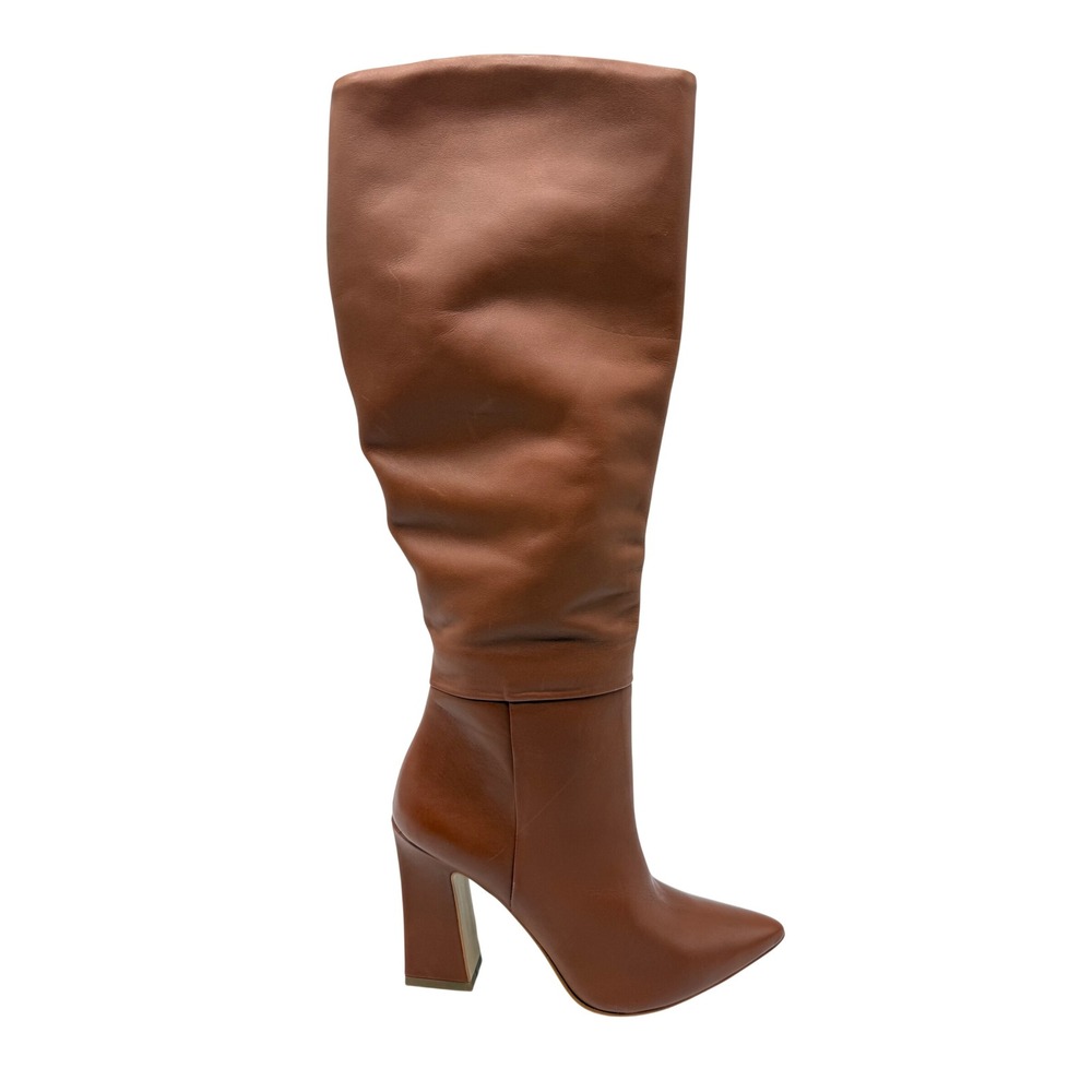Steve Madden Tall Boots Women 8M Brown Excellent Pointed Toe Block Heel Slouchy